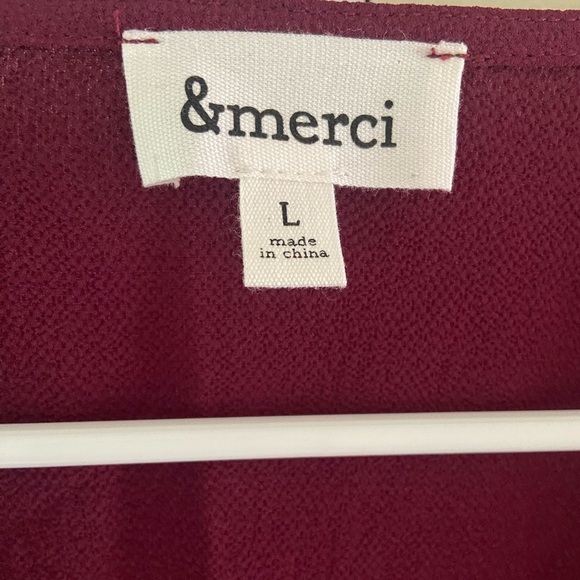 &Merci Fall Cranberry Wine blouse with beautiful detailed sleeves Size Large - Picture 5 of 7